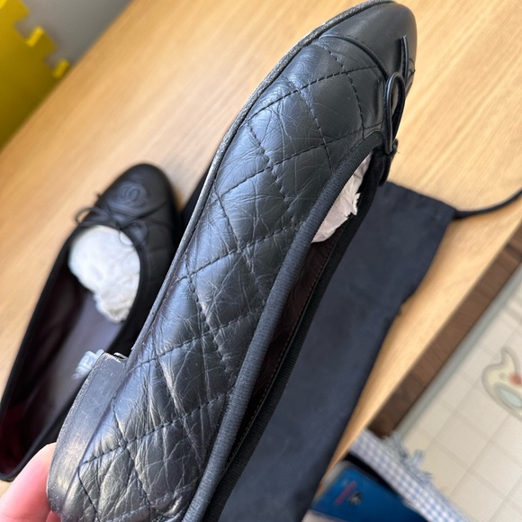 Authentic Chanel Classic Ballet Flats Black Sz: 37.5 - Picture 4 of 10